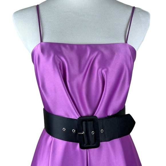 Vintage Y2K Fuchsia Pink Purple Satin Lined Homecoming Special Occasion Dress - Picture 5 of 13